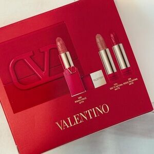 Valentino Rosso Lipstick Set with Gold Detail